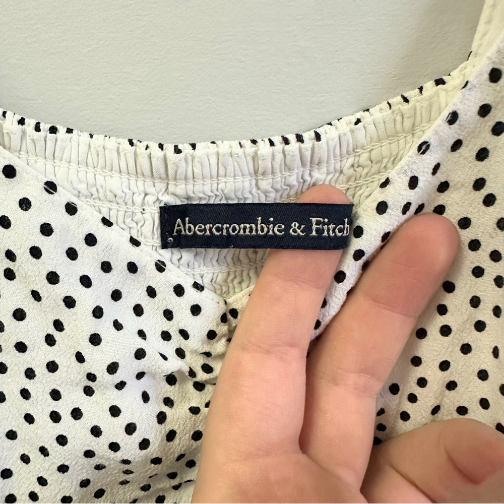 Abercrombie & Fitch Cinched Wrap Dress White Black Polka Dots, V-Neck, Size XS - Picture 6 of 15
